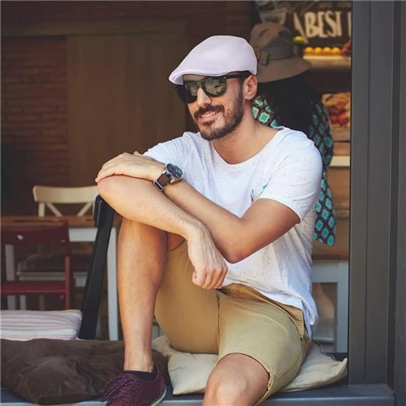 6 Pieces Men's Mesh Flat Cap Breathable Summer Newsboy Hat Cabbie Flat Cap - Picture 4 of 6